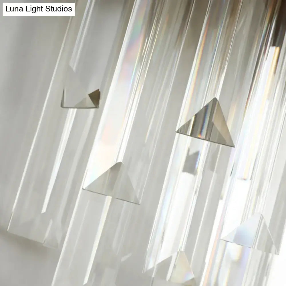 Modern brass wall mount light with clear crystal prism triangular prisms hanging from vertical rods for bedroom sconce 220v-240v 110v-120v