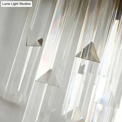 Modern brass wall mount light with clear crystal prism triangular prisms hanging from vertical rods for bedroom sconce 220v-240v 110v-120v