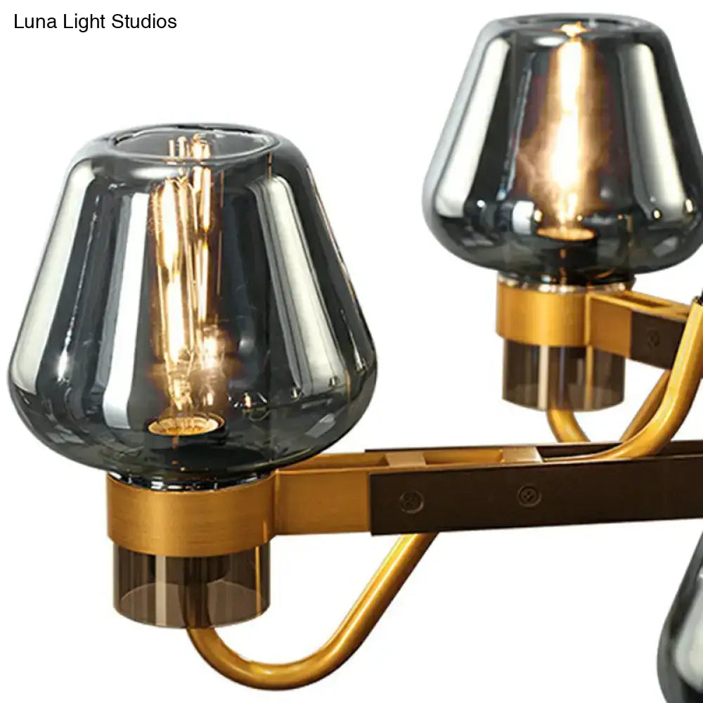 Modern bronze and brass smoke gray wall lamp with smoked glass shades suitable for led incandescent fluorescent bulbs