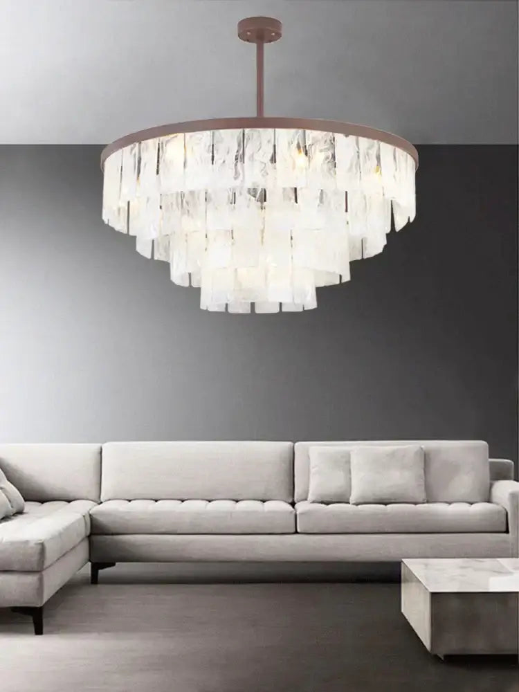 Modern bronze cloud glass led pendant light with tiered frosted glass panels for living room decorbites cloud glass design