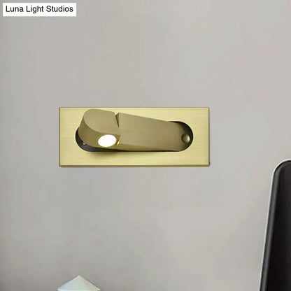Modern bronze and coffee rectangular led wall lamp with brass-finished adjustable head for natural warm bedroom lighting