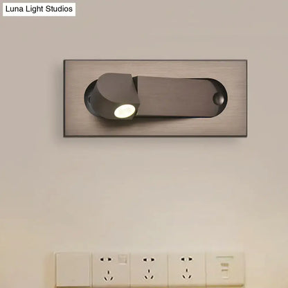 Modern bronze and coffee rectangular wall lamp with brushed metal adjustable spotlight for natural warm bedroom lighting