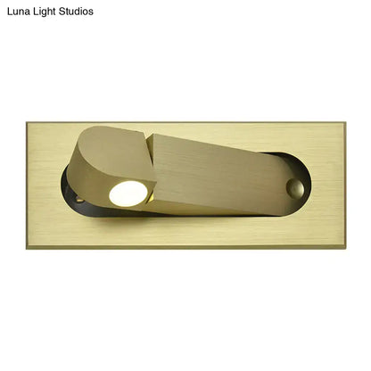 Modern bronze and coffee rectangular wall lamp in brushed brass with integrated led light for natural warm bedroom lighting