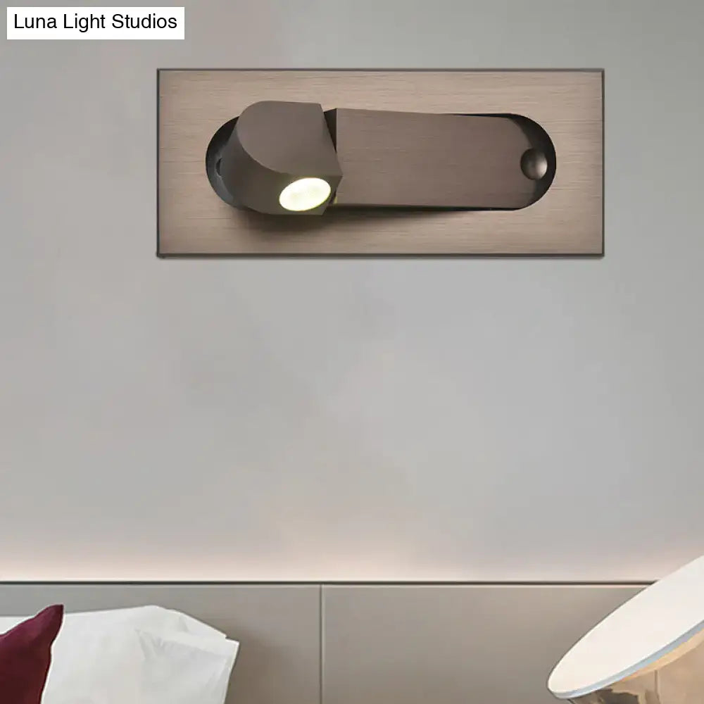 Modern bronze and coffee rectangular led wall lamp with natural warm light and adjustable bronze-finished reading light