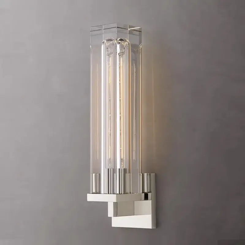 Modern wall lamps with sleek chrome finish and clear glass tubes featuring warm led bulbs for decorbites bronze copper crystal decor