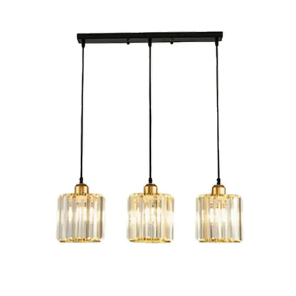 Modern bronze crystal trio pendant light with black metal frame and gold fixtures featuring clear glass shades for dining room decorbites crystal trio pendant