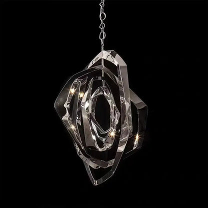 Modern bronze geometric art pendant chandelier with layered faceted glass rings pendant light for dining room decorbites art pendant