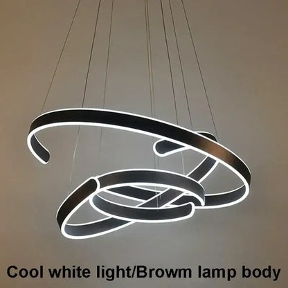 Modern bronze geometric black and brown pendant light fixture with cool white led illumination for dining room