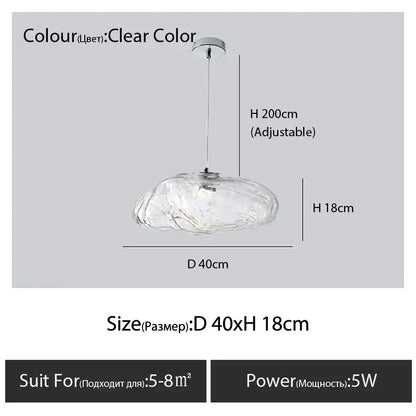 Modern bronze glass cloud chandelier pendant lamp with clear textured glass and chrome ceiling mount for staircases
