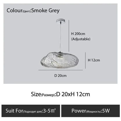 Modern bronze glass cloud chandelier pendant lamp with smoke grey glass and chrome ceiling mount for decorbites glass cloud
