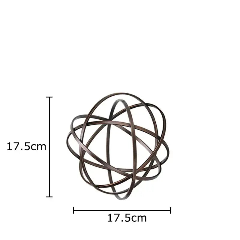 Modern bronze intertwined geometry sculpture with marble base dark bronze rings desk decoration decorbites geometry sculpture