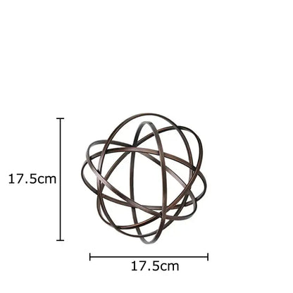 Modern bronze intertwined geometry sculpture with marble base dark bronze rings desk decoration decorbites geometry sculpture