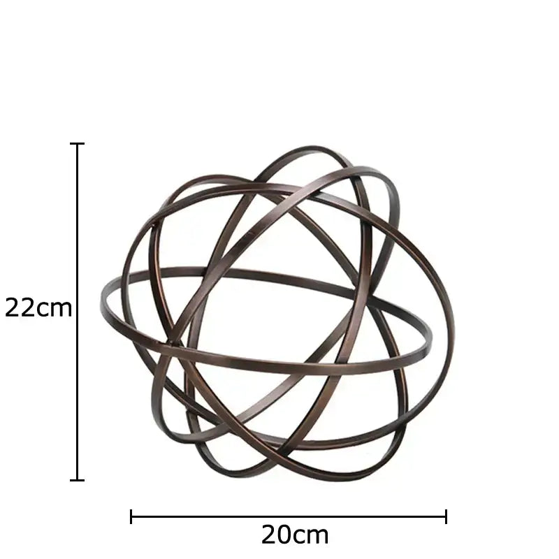 Modern bronze intertwined geometry sculpture with marble base metal sphere desk decoration decorbites geometry sculpture