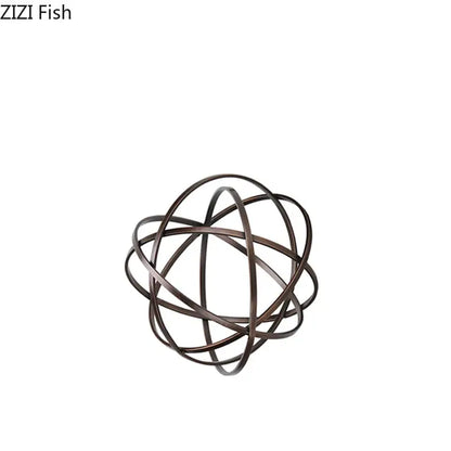 Modern bronze intertwined geometry sculpture with marble base metal wire sphere desk decoration decorbites geometry sculpture