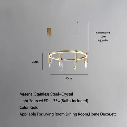 Modern bronze led crystal hanging lamp with gold circular chandelier stainless steel frame for living room decorbites bronze led