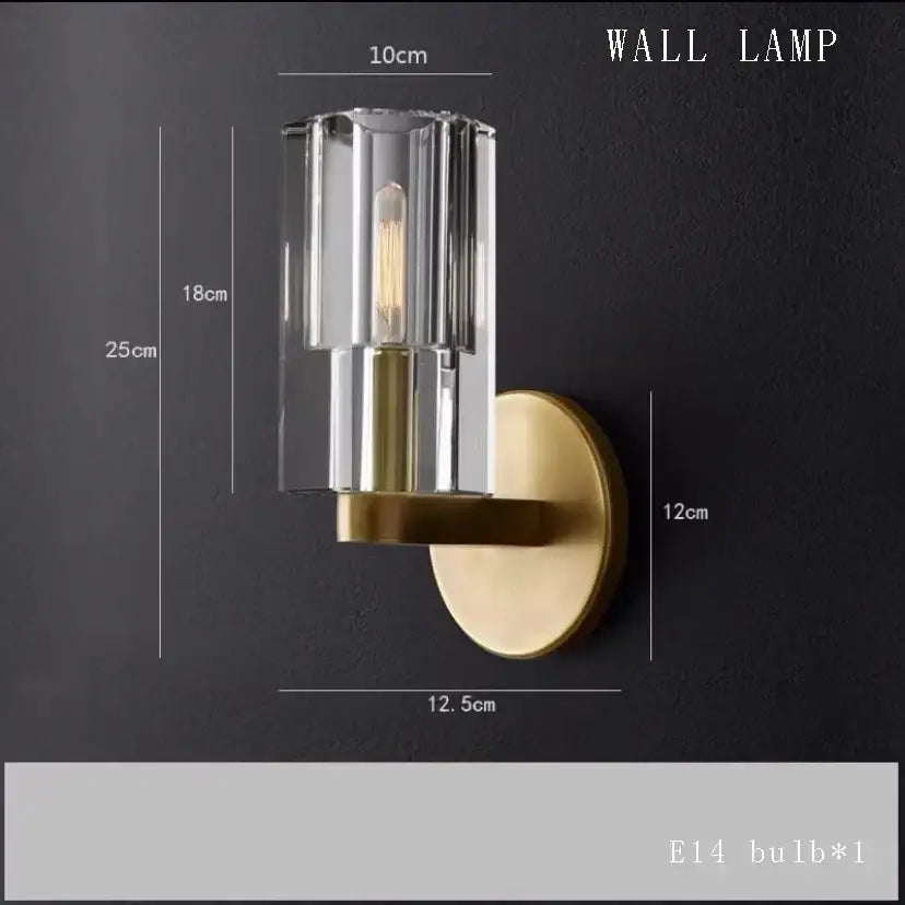 Modern bronze led crystal hanging lamp with brass-finished mount and clear glass cylinder housing an edison bulb for decorbites bronze led