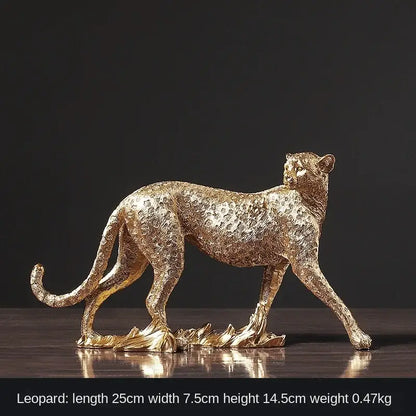 Modern bronze leopard statue with intricate spotted texture and sleek lifelike stance decorbites leopard statue