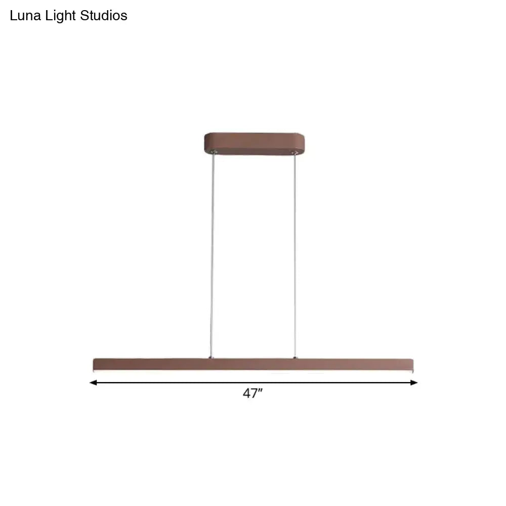 Decorbites modern 47-inch metal island LED pendant lamp in brown with sleek bronze frame and warm white light suspension
