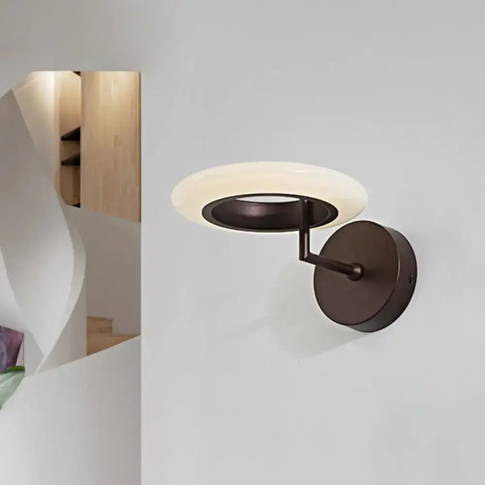 Modern wall lamp with matte bronze finish and illuminated frosted glass shade 110v-120v wall light for bedroom