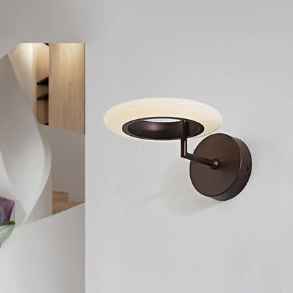 Modern wall lamp with matte bronze finish and illuminated frosted glass shade 110v-120v wall light for bedroom