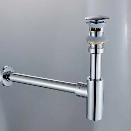 Chrome-finished p-trap sink drain with sleek modern design and threaded connections for decorbites bronze round siphon bathroom use
