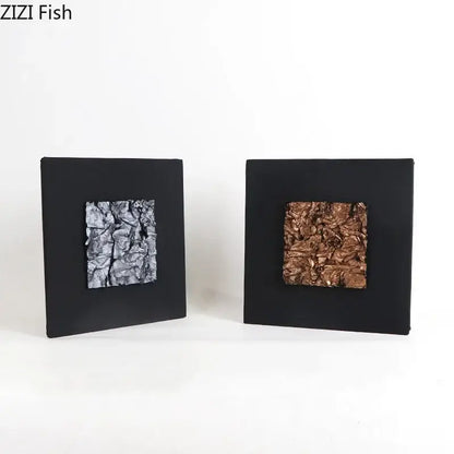 Modern bronze and silver gilded fabric wall art with textured metallic silver and copper center panels for living room decor