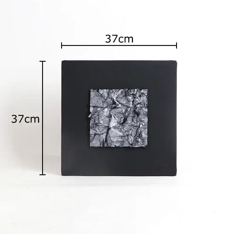 Black square wall art with textured silver foil central element modern decorbites gilded fabric wall decor