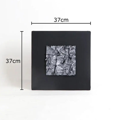 Black square wall art with textured silver foil central element modern decorbites gilded fabric wall decor