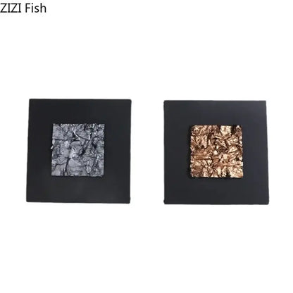 Modern bronze and silver gilded fabric wall art with textured metallic foil centers in silver and gold for living room decorbites wall art