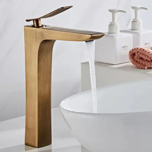 Modern bronze waterfall basin faucet with sleek spout design ideal for bathroom sink decorbites bronze basin faucet