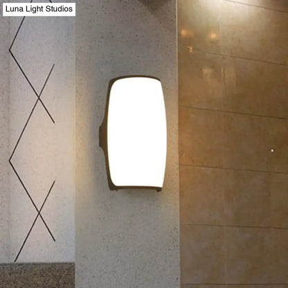 Modern brown rectangular wall light with sleek black frame frosted glass diffuser fixture height 8.5in bulb included