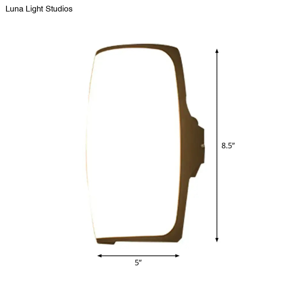 Modern brown rectangular wall light with fixture height 8.5in LED bedroom fixture bulb included