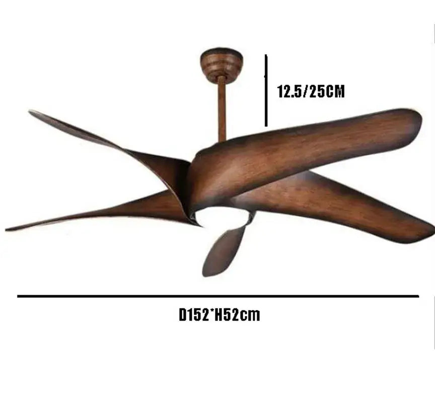 Modern ceiling fan with five sleek dark brown wooden blades and led light for living room decorbites brown vintage ceiling fan