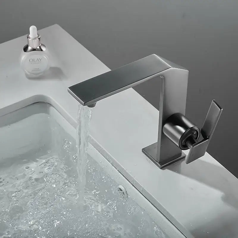 Modern matte black basin faucet with angular design and minimalist finish for decorbites brush gold bathroom mixer tap