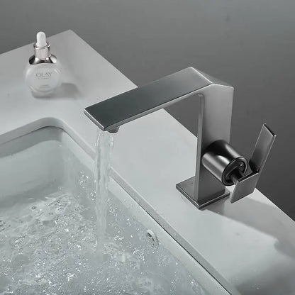 Modern matte black basin faucet with angular design and minimalist finish for decorbites brush gold bathroom mixer tap