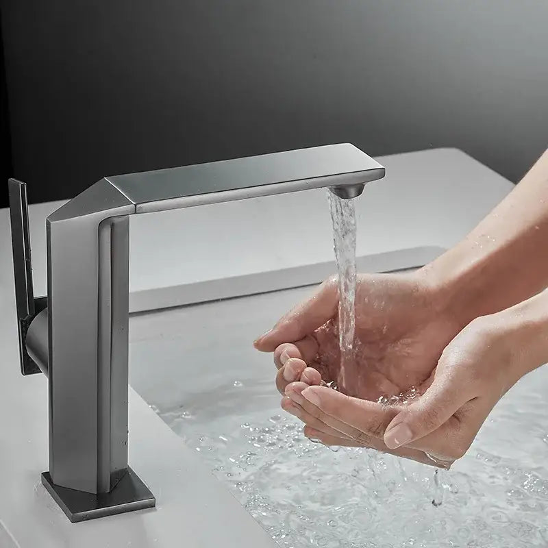 Modern brush gold basin faucet with angular design and sleek minimalist finish for decorbites brush gold bathroom mixer tap