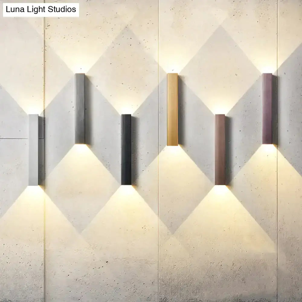 Modern brushed aluminum rectangular wall sconces in matte gray black gold and rose gold for bedroom ambient light