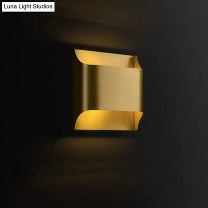Modern brushed brass flush wall sconce wall light with sleek curved layered design in brushed gold finish for stairwell use