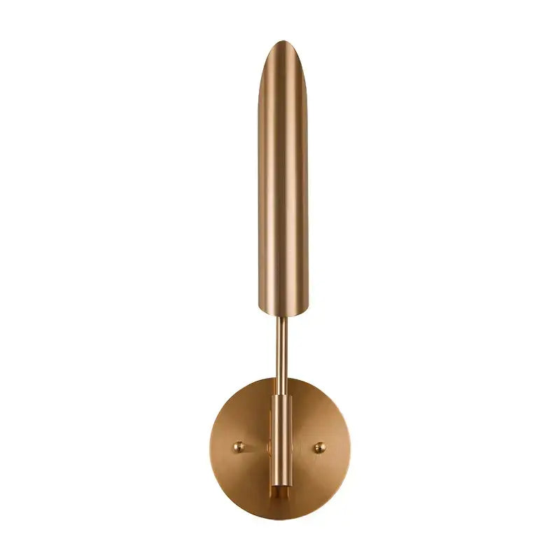 A modern brushed brass golden wall lamp with a sleek cylindrical shade for luxury bedroom decorbites wall lamp