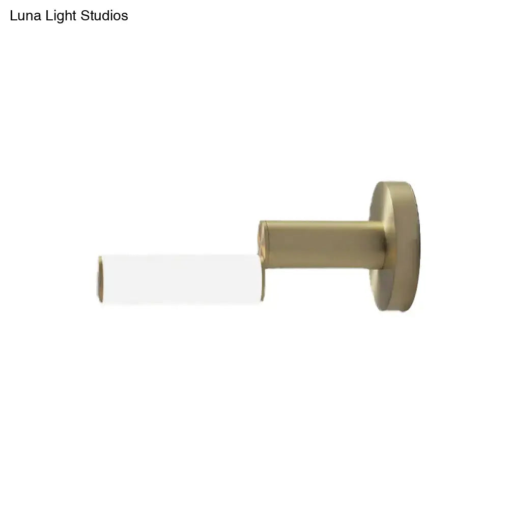 Modern brushed brass led door handle with gold metal finish and acrylic shade for bedroom interior design
