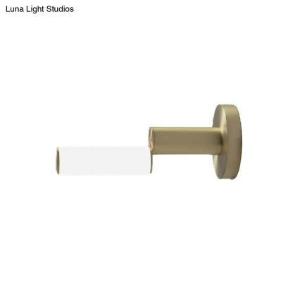 Modern brushed brass led door handle with gold metal finish and acrylic shade for bedroom interior design
