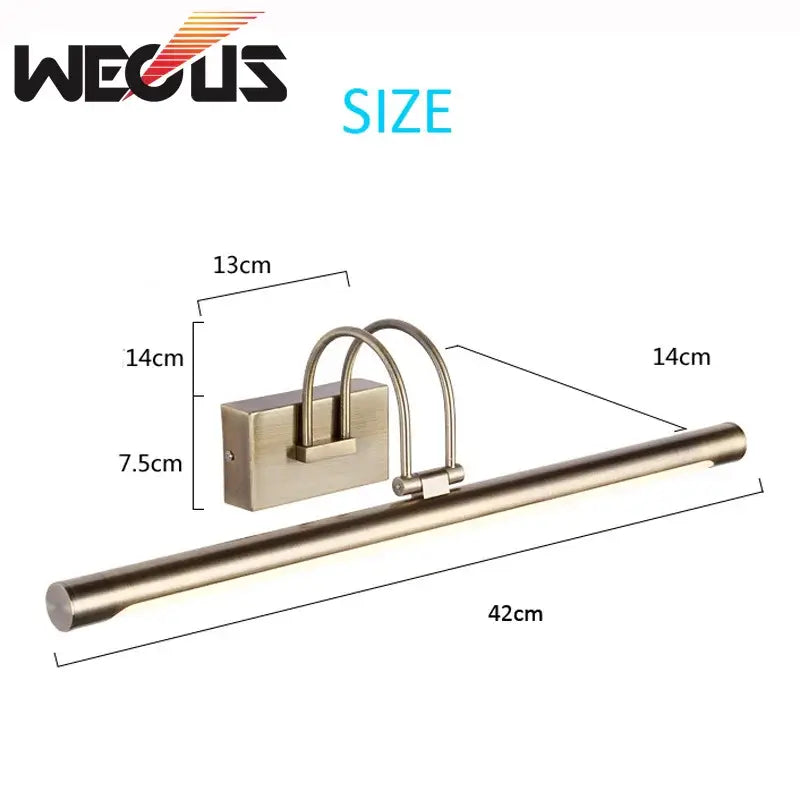 Modern brushed bronze led vanity light with a bronze-finished sleek cylindrical design and curved mounting bracket decorbites brushed bronze