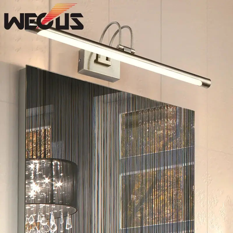 Modern brushed bronze led vanity light with silver metallic finish and curved mounting arms for bathroom decorbites brushed bronze