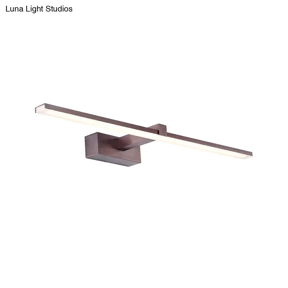 Modern brushed bronze tubular vanity lighting wall mount light with a sleek minimalist rectangular LED design