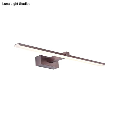 Modern brushed bronze tubular vanity lighting wall mount light with a sleek minimalist rectangular LED design