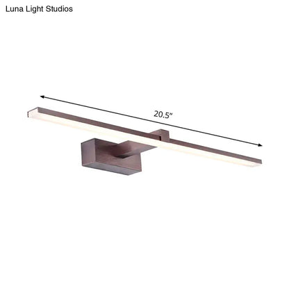 Modern brushed bronze tubular vanity lighting wall mount light with a sleek rectangular led design 20.5 inches long