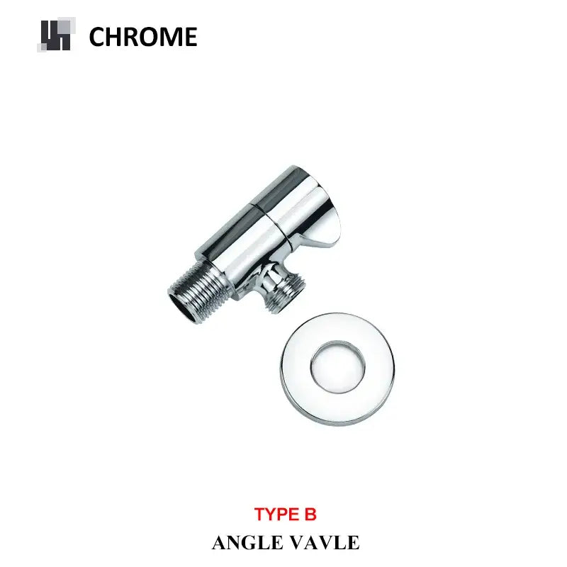 Chrome finished type b angle valve with sleek angular design and circular flange for modern brushed gold angled dual outlet filling valve