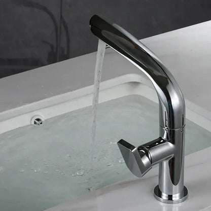 Modern brushed gold basin faucet with sleek curved spout and angular handle decorbites brushed gold mixer tap