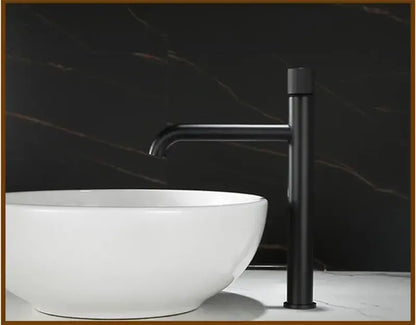 Black matte basin faucet with sleek minimalist design complementing decorbites brushed gold bathroom mixer tap