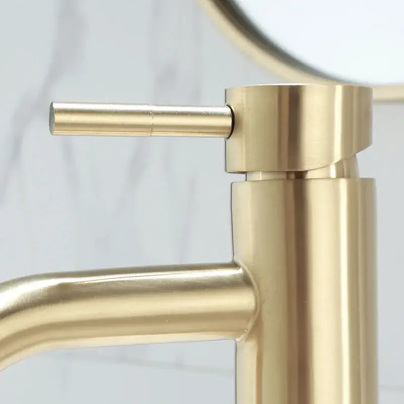 Modern brushed gold basin faucet with sleek minimalist design and decorbites brushed gold metal finish for bathroom use